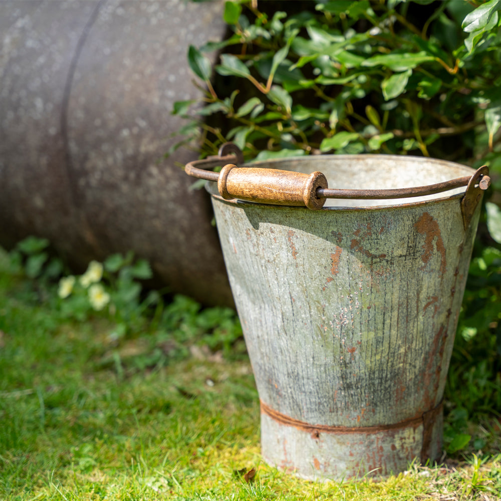 Vintage Metal Pail Garden Bucket