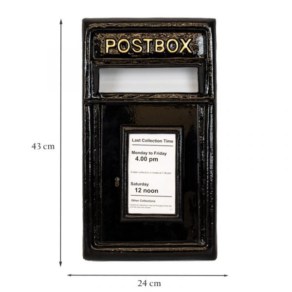 Black Cast Iron Outdoor Post Box Front