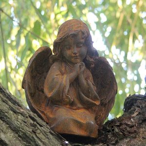 Cast Iron Angel Kneeling Statue