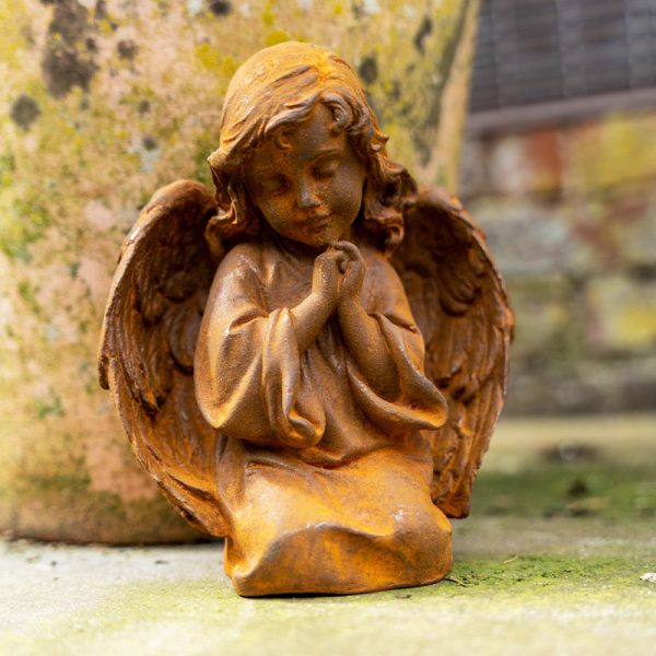 Cast Iron Angel Kneeling Statue