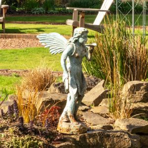 Garden Fairy with Lily in Verdigris Finish