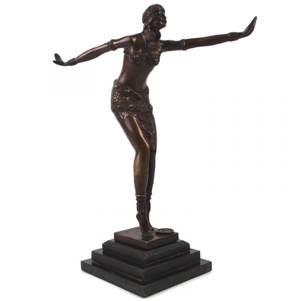 Brass Female Art Deco Dancer - Large Handmade Sculpture