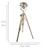 Marine Spotlight Floor Lamp with Natural Teak Wood Tripod