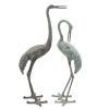 Pair of Metal Cranes Cast Aluminium Bird Garden Statue