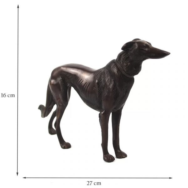 Pair of Standing Greyhounds in Solid Brass