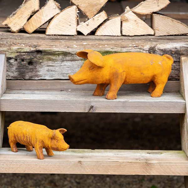 Rustic Outdoor Cast Iron Pig