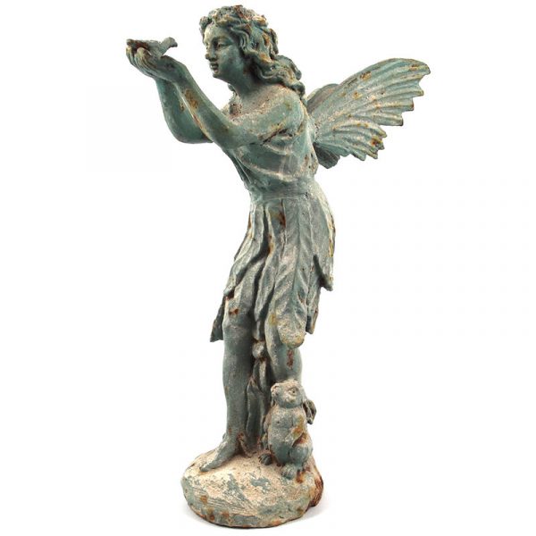 Cast Iron Fairy Verdigris Garden Statue