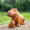 Cast Iron Outdoor Hippo Statues in Large and Small