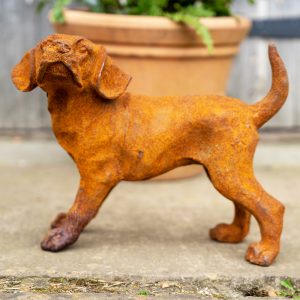 Pair of Cast Iron Puppy Dog Statues