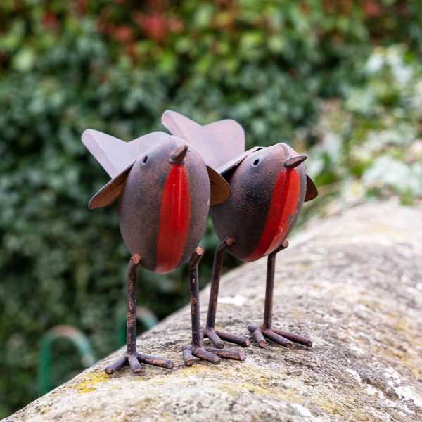 Pair of Metal Tin Robins