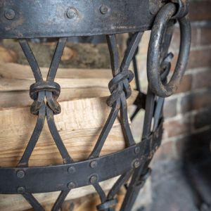 Large Hand Forged Wrought Iron Log Basket Detail