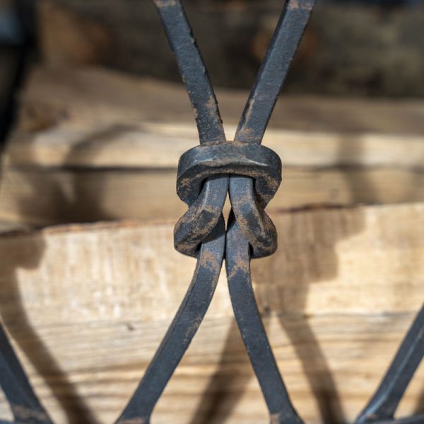 Large Hand Forged Wrought Iron Log Basket Knott