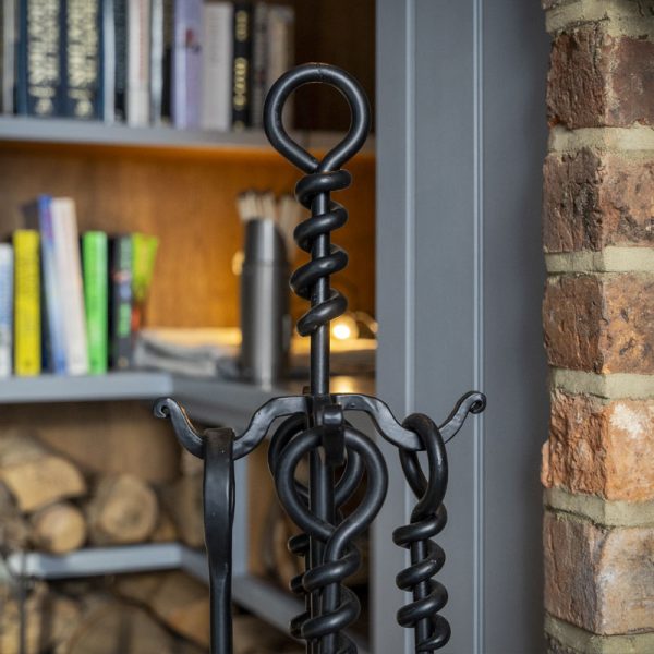 Wrought Iron 4 Piece Fireplace Companion Set Detail