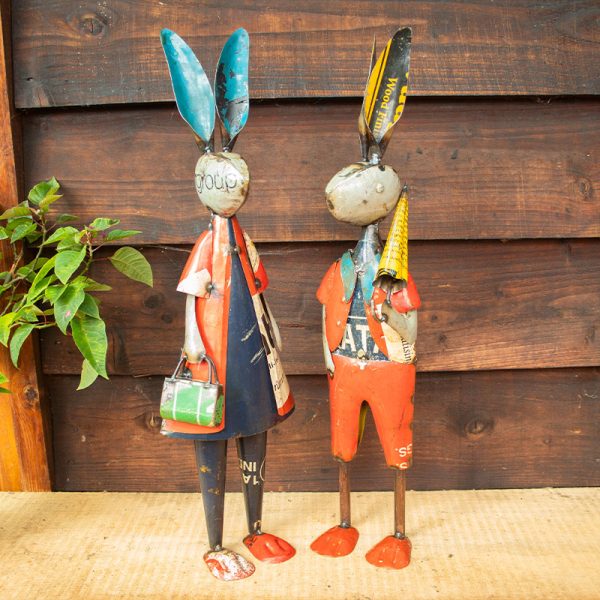 Pair of Metal Rabbit Ornaments