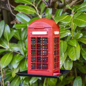 British Telephone Box Bird Feeder Front