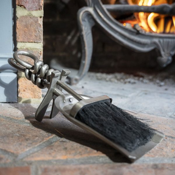 Fireplace Brush And Shovel Set - Pewter | Forge & Foundry