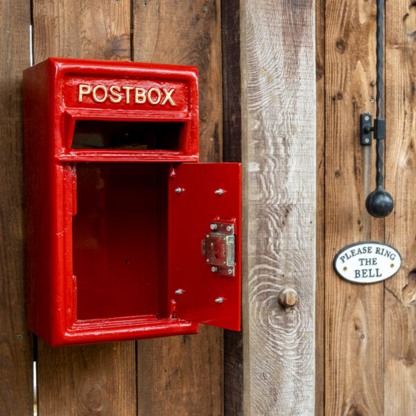 red wall mounted letter box