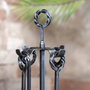 4 Piece Wrought Iron Twisted Fireside Tools