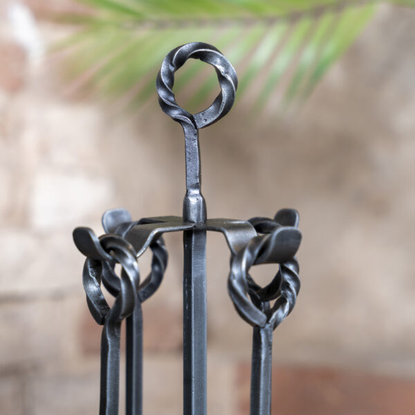 4 Piece Wrought Iron Twisted Fireside Tools