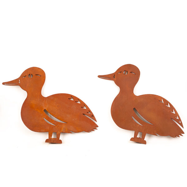 Set of 4 Ducks Garden Ornament Metal Duck and Ducklings