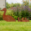 Set of 4 Ducks Garden Ornament Metal Duck and Ducklings