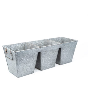 Three Galvanised Connected Planters