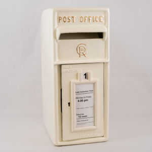 White CR 'Charles Rex' Cast Iron Post Box